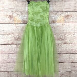 Gunne Sax Green Lace Tulle Dress